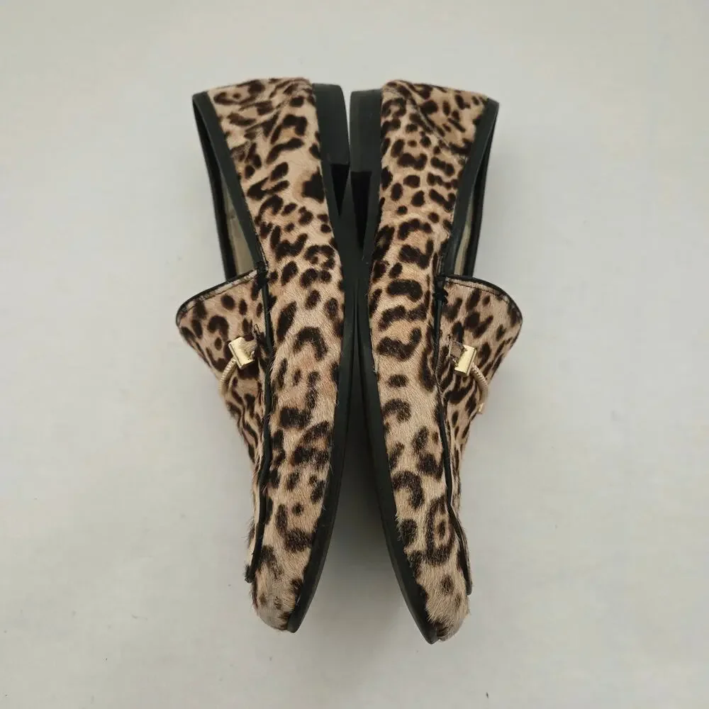 Sam Edelman Lior Leather Calf Hair Leopard Print Bridle Loafers Sz 8.5 Academia - Picture 4 of 11